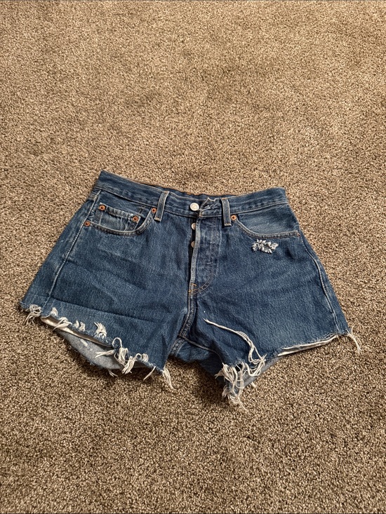 Levi's Pants - Levi's Dark Blue Distressed Denim Shorts Size 29